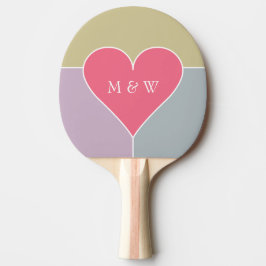Raquete De Ping Pong Monograma personalizado do padrão cardíaco e remo 