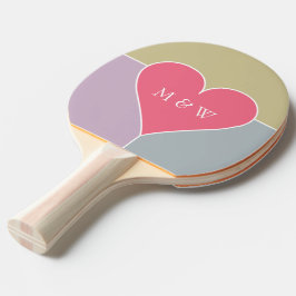 Raquete De Ping Pong Monograma personalizado do padrão cardíaco e remo 