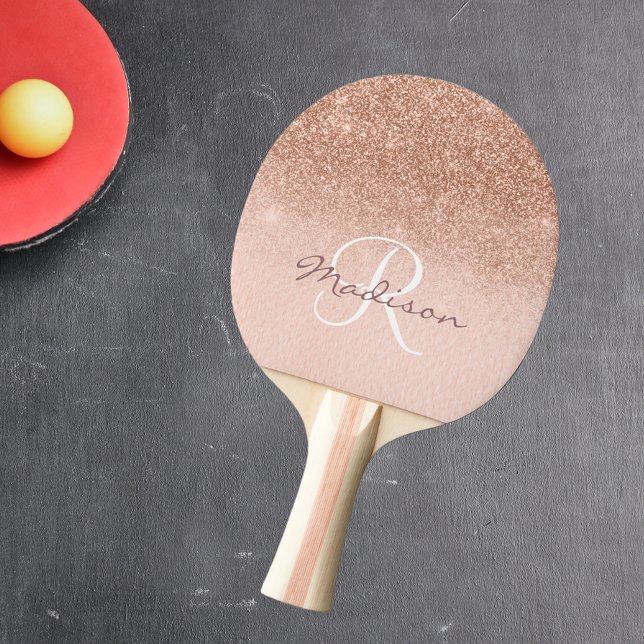 Raquete De Ping Pong Monograma Rosa Dourado Ombro Bonito (Criador carregado)