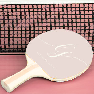 Raquete De Ping Pong Monograma Script Name Modern Monogramed Pink