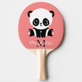 Raquete De Ping Pong Monograma Sentado Sentado Panda Salmão Personaliza