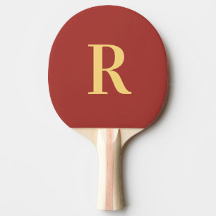 Raquete De Ping Pong Monograma simples castanho Dourado