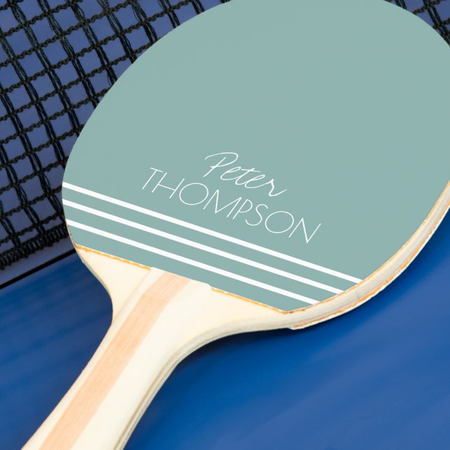 Raquete De Ping Pong Monograma simples e Na moda em azul teórico (Criador carregado)