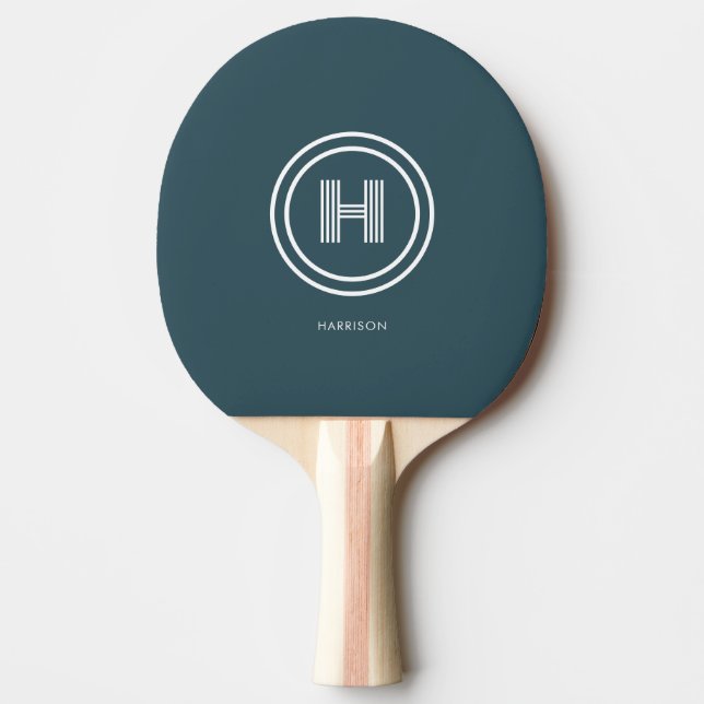 Raquete de Ping Pong | Monograma Simples Moderno (Frente)