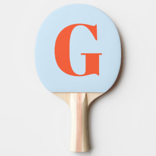 Raquete De Ping Pong Monograma Simples Personalizado em Azul Macio Lara