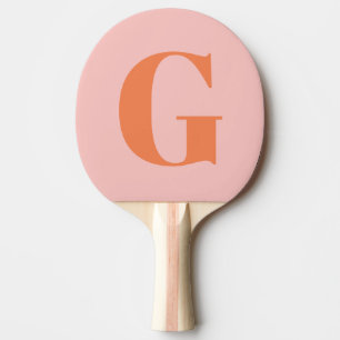 Raquete De Ping Pong Monograma Simples Personalizado em Rosa e Laranja