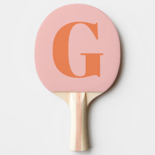 Raquete De Ping Pong Monograma Simples Personalizado, Rosa e Laranja