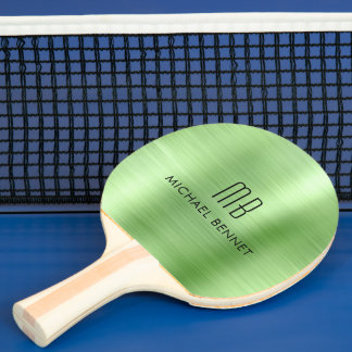 Raquete De Ping Pong Monograma Verde Elegante