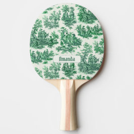 Raquete De Ping Pong Monograma verde-floral de galhardetes