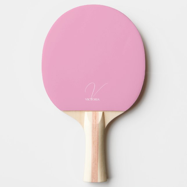 Raquete de Ping Pong Monogramada Rosa Pálido (Frente)