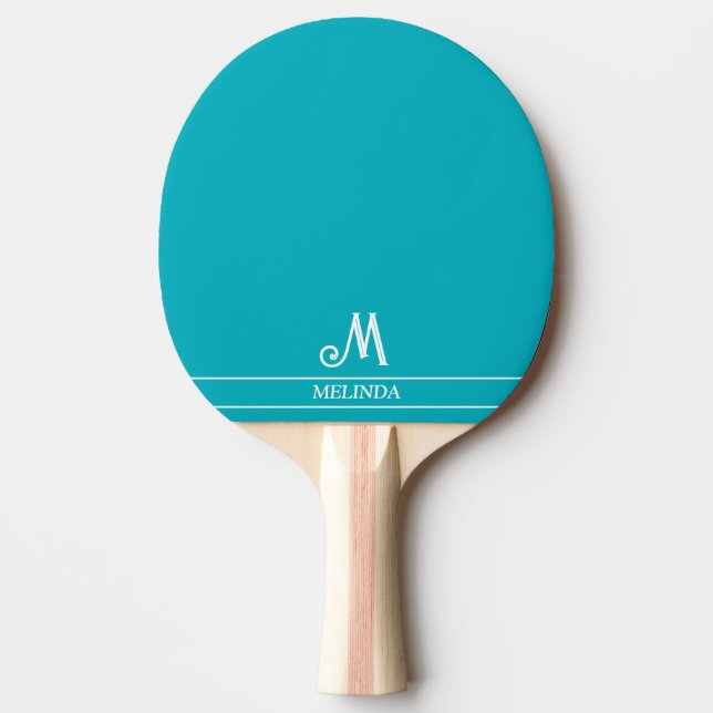 Raquete de Ping Pong Monogramada Verde Azul (Frente)