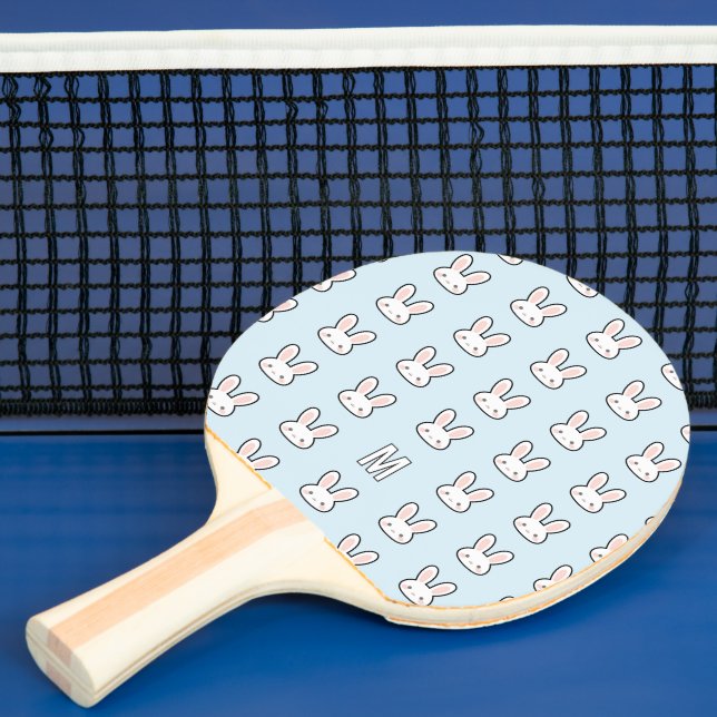 Raquete De Ping Pong Monogrammed Cute Bunny Face Rabbit Pattern (Insitu)