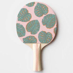 Raquete De Ping Pong Monstera Leaf: Padrão Vintage Tropical
