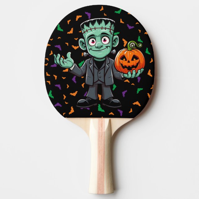 Raquete De Ping Pong Monstro bonitinho de desenho do Frankenstein (Frente)