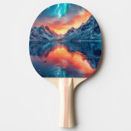 Raquete De Ping Pong Montanha Sunset no lago - Nome Personalizado