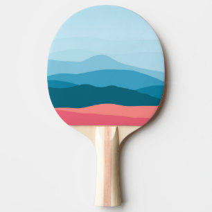Raquete De Ping Pong Montanhas Azuis Rosadas Pastel Abstratas Modernas