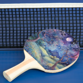 Raquete De Ping Pong Moonlit Enchanted Forest Nightscape