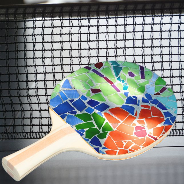 Raquete De Ping Pong Mosaico Colorido Flor Vermelho De Peixe Koi (Criador carregado)