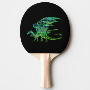 Raquete De Ping Pong Mosaico do Dragão Verde Incrível