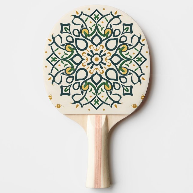 Raquete De Ping Pong mosaico floral (Frente)