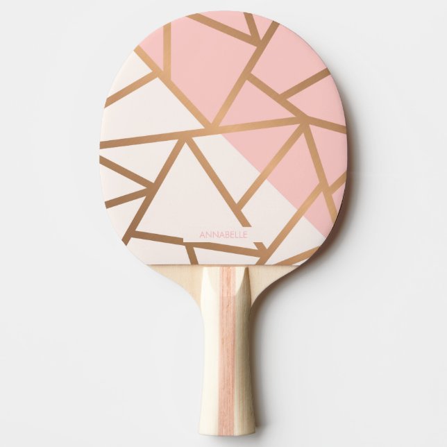 Raquete De Ping Pong Mosaico rosa Dourado (Frente)