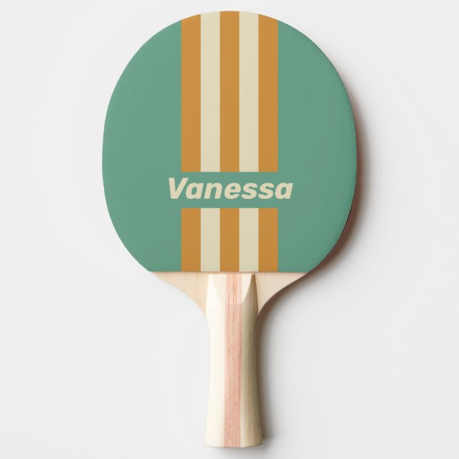 Raquete De Ping Pong Moss Retro com Listras e Nome (Frente)