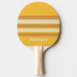 Raquete De Ping Pong Mostarda Retro Sunshine Faixas com Nome