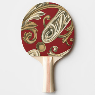 Raquete De Ping Pong Motif Botânico Elegante com Folhagem de Tan
