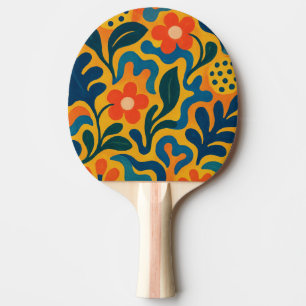 Raquete De Ping Pong Motif de Padrão de Colagem do Jardim Retroativo Di