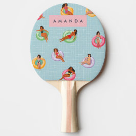 Raquete De Ping Pong Mulheres de Verão Personalizadas Relaxando em Flux