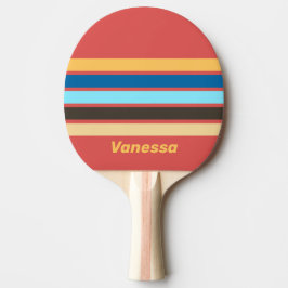 Raquete De Ping Pong Murmúrio Retró em Listras com Nome