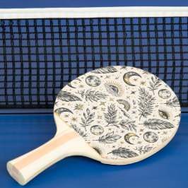 Raquete De Ping Pong Mystical Celestial Moon Stars Pattern Custom Name
