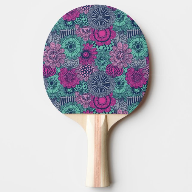 Raquete De Ping Pong Na moda brilhante padrão de flores lindas (Frente)