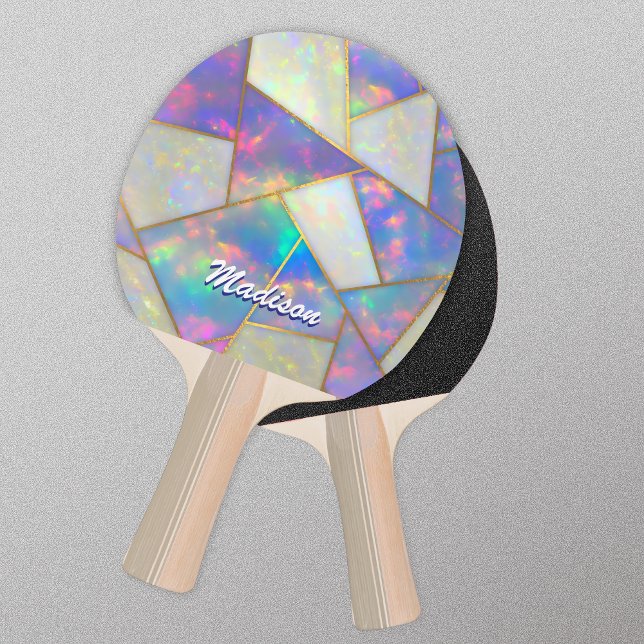 Raquete De Ping Pong Na moda holográfico agate geométrico (Criador carregado)