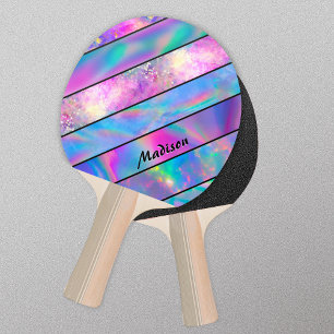 Raquete De Ping Pong Na moda holográfico azul-quic