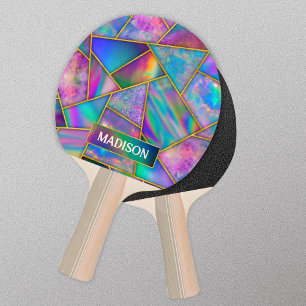 Raquete De Ping Pong Na moda holographic chic faux gold