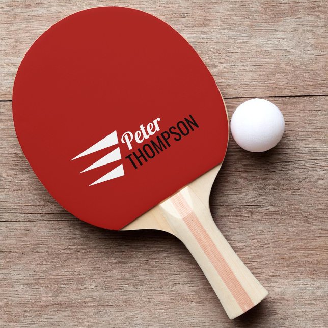 Raquete De Ping Pong na moda três stripes nome vermelho (Criador carregado)