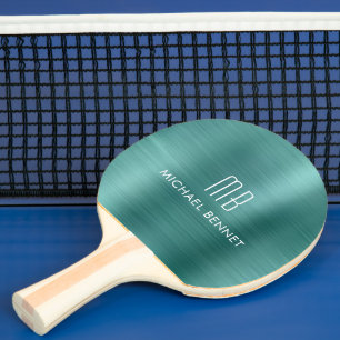 Raquete De Ping Pong Na moda Verde Metálico Monograma
