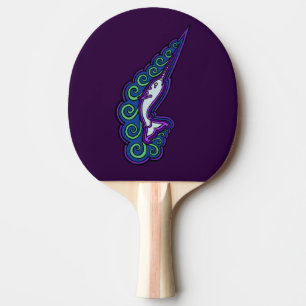 Raquete De Ping Pong Narwhal acena o desenho colorido de estilo celta