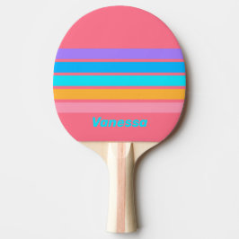 Raquete De Ping Pong Nascer do Sol Neon dos Anos 80 Através de Listras 