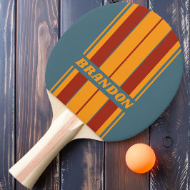 Raquete De Ping Pong Nascer do Sol Retro em Listras de Quadro de Ardósi