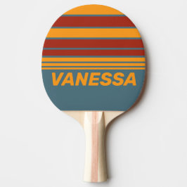 Raquete De Ping Pong Nascer do Sol Retro no Horizonte de Ardósia com Li