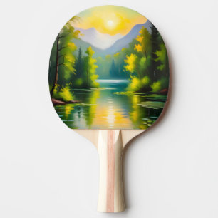 Raquete De Ping Pong Nascer do sol sobre montanhas cobertas de neve e l