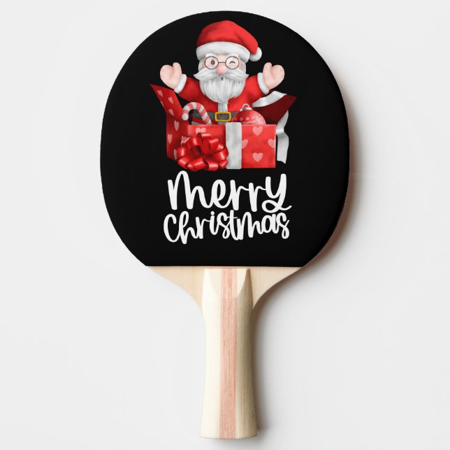 Raquete De Ping Pong Natal com Papais noeis (Frente)