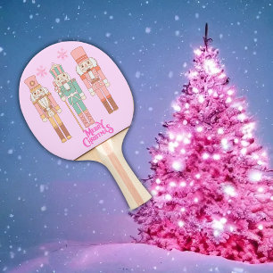 Raquete De Ping Pong Natal em Nozes Rosa a Rosa