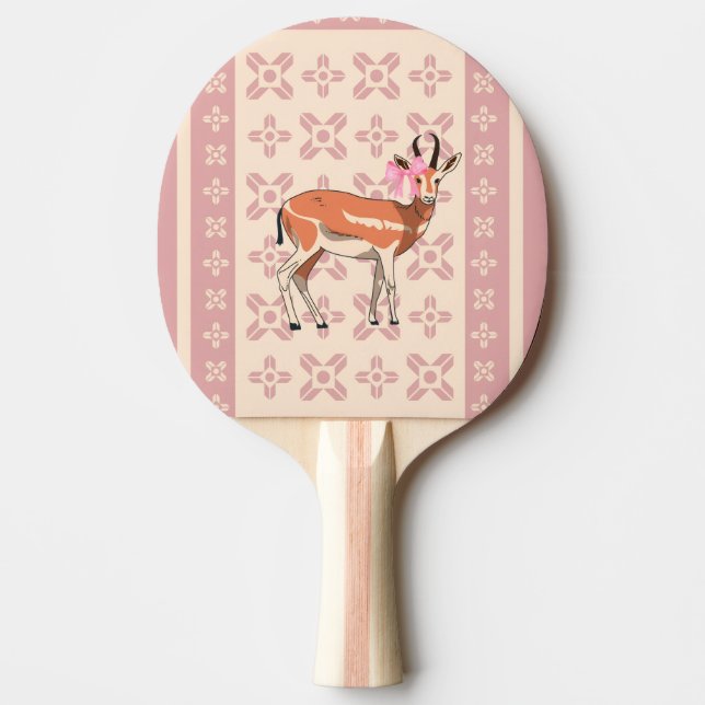 Raquete De Ping Pong Natal Fofo com Estampa de Corça Rosa (Frente)