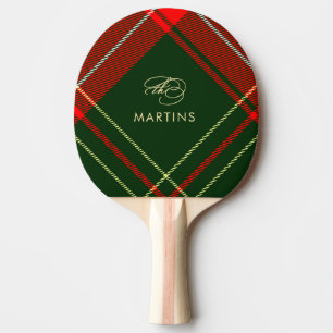 Raquete De Ping Pong Natal Personalizado da Xadrez Tartan Clássica