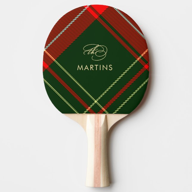 Raquete De Ping Pong Natal Personalizado da Xadrez Tartan Clássica (Frente)