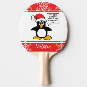 Raquete De Ping Pong Natal personalizado do pinguim lista impertinente