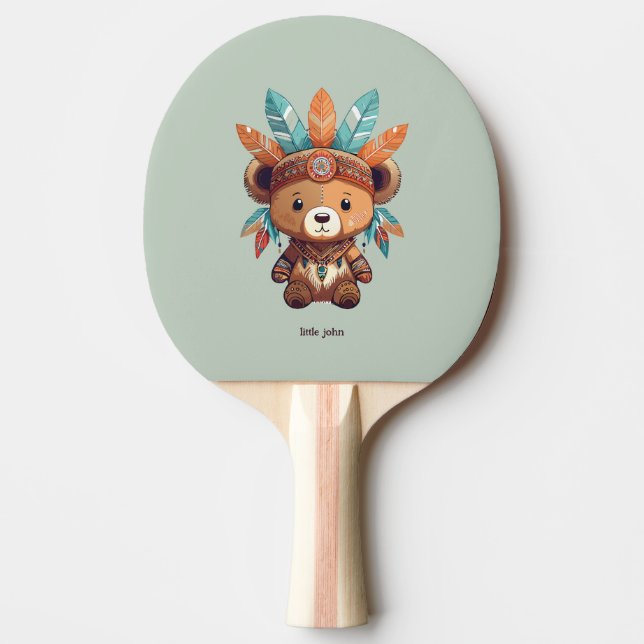 Raquete De Ping Pong Native American Bear (Frente)